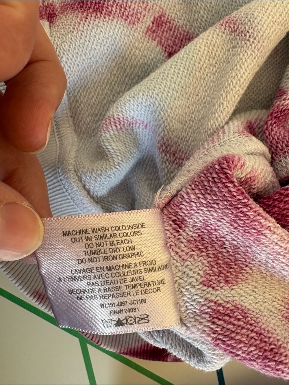 Proenza Schouler White Label (PSWL) Blue & Pink Tie-Dye Hoodie XS 100% Cotton - Picture 9 of 15